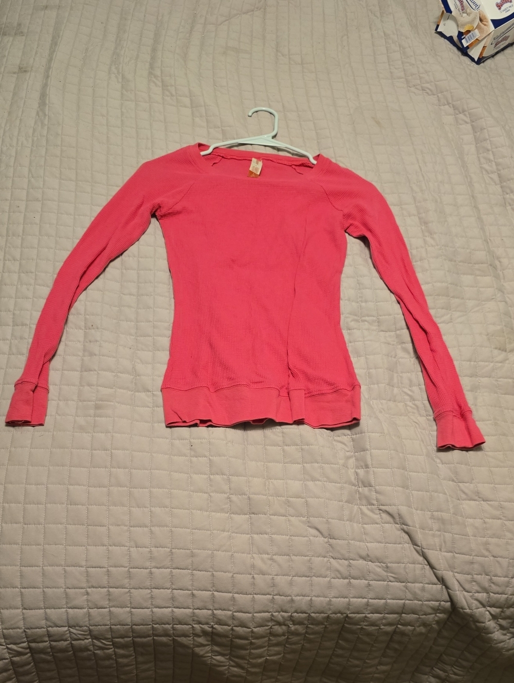 No Boundaries, Bright Pink Long Sleeve Thermal Top